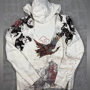 Lucky Brand Cream Hoodie with Multicolor Graphic